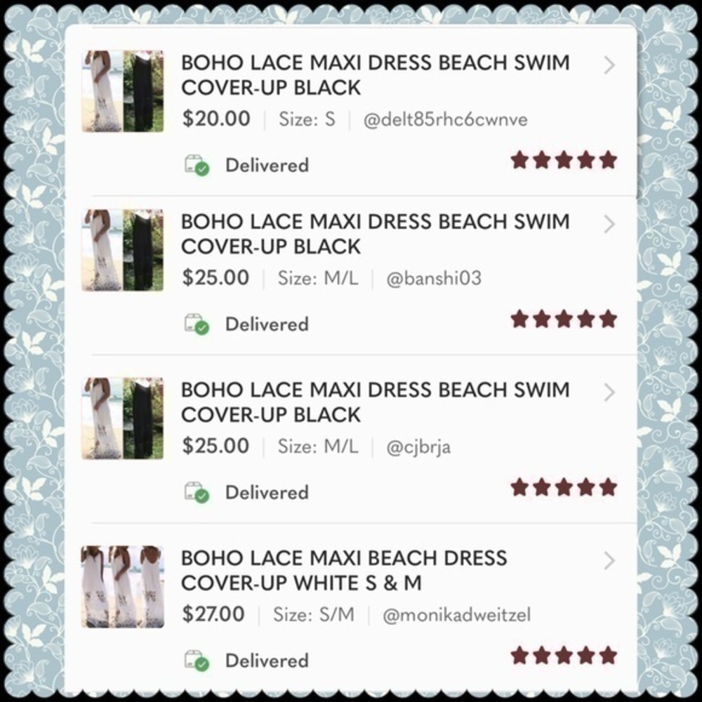BOHO LACE MAXI BEACH DRESS COVER-UP BLACK S/M - Picture 9 of 11